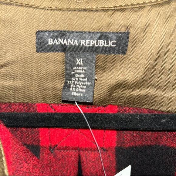 Banana Republic Logan Plaid Wool Blend Shirt Jacket Size Men's XL Red Black NWT - Picture 6 of 13